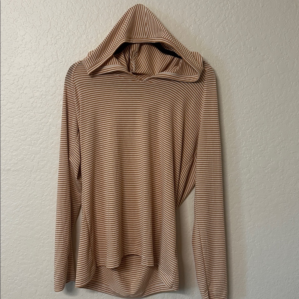Columbia Tan and White Striped Shirt with hood